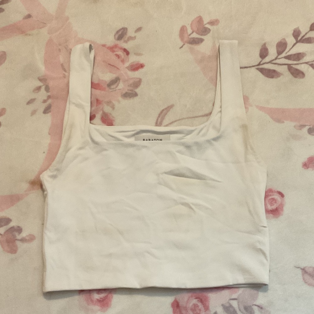Babaton White Square-Neck Crop Tank